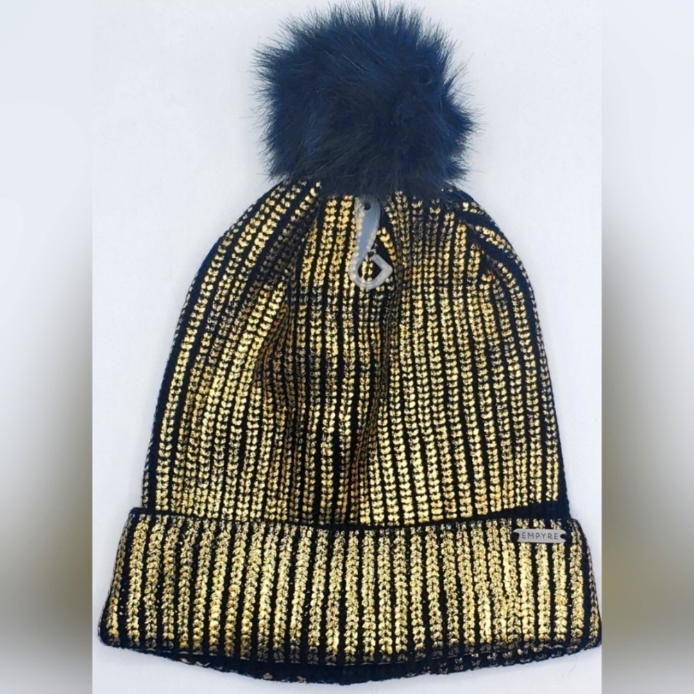 Empyre Gold Rush Women's Pom Pom Beanie☆Gold/Black